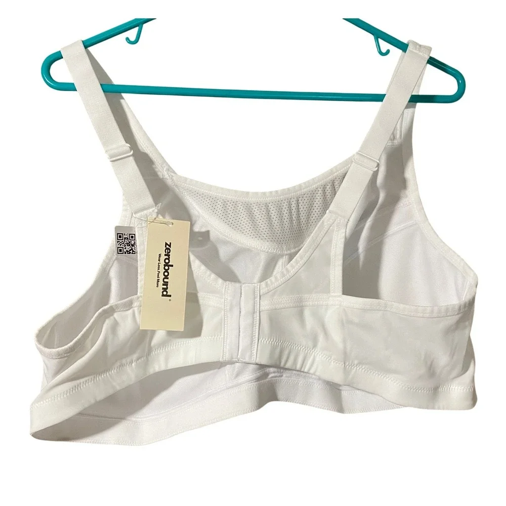 Zerobound White High Impact Sports Bra W252 Mesh Wireless 46DD NEW